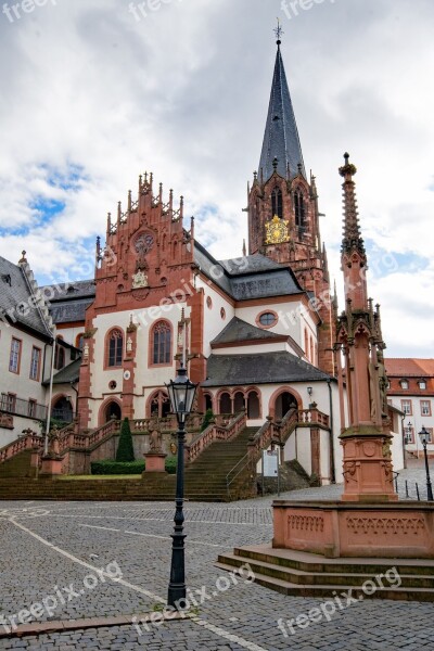 Collegiate Basilica Aschaffenburg Lower Franconia Bavaria Germany