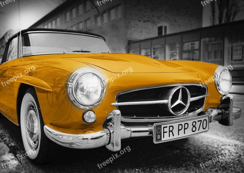 Old Car Mercedes-benz Golden Vintage