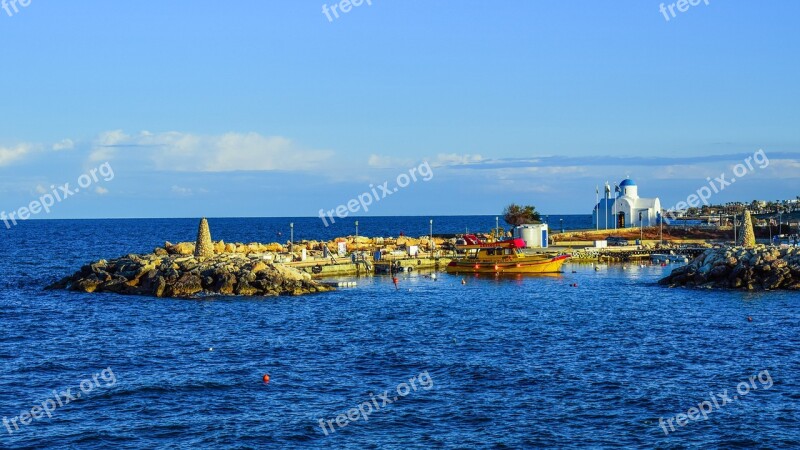 Cyprus Protaras Harbor Island Fishing Shelter