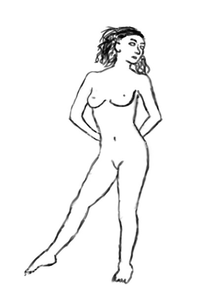 Female Drawing Pose Act Outlines