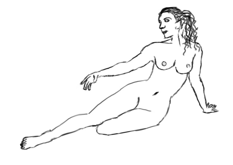 Female Pose Drawing Act Outlines