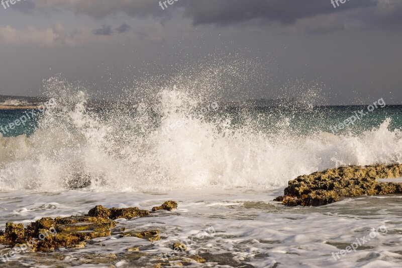 Wave Smashing Sea Coast Nature