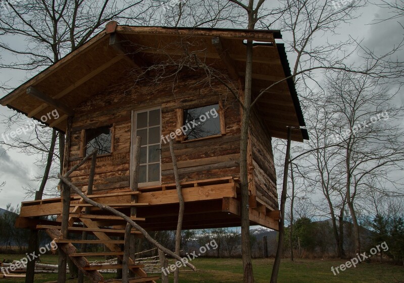 Cabin Small House Boards Housing Building