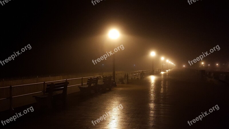 Ocean Night Fog Nature Water