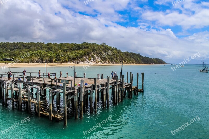 Beach Dock Fraser Island Water Summer