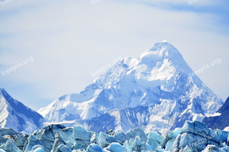 Mountain Glacier Landscape Alaska Snow