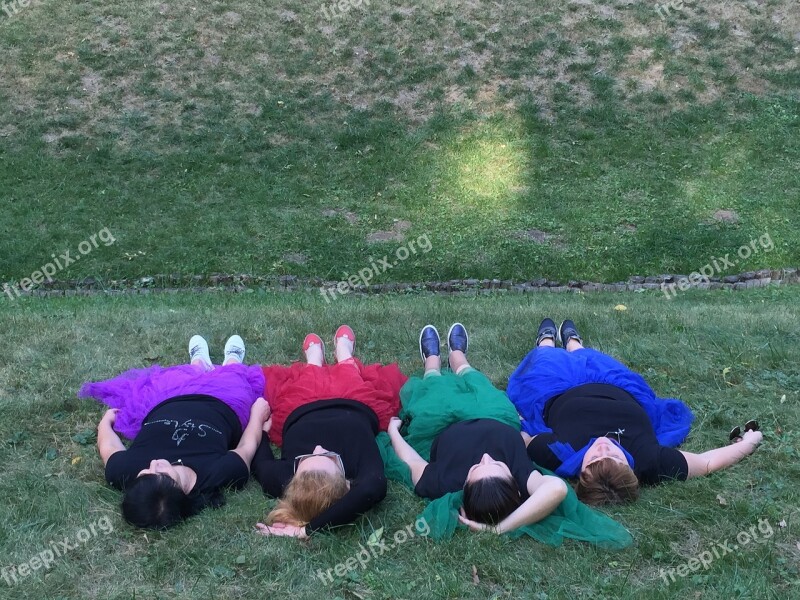 Lying On The Grass Girls Nature Summer Free Photos