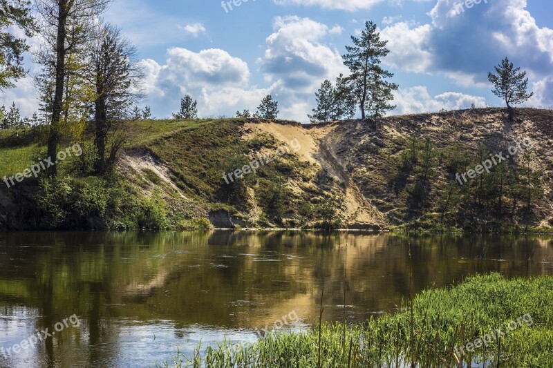 River Water Sand Greens Grass