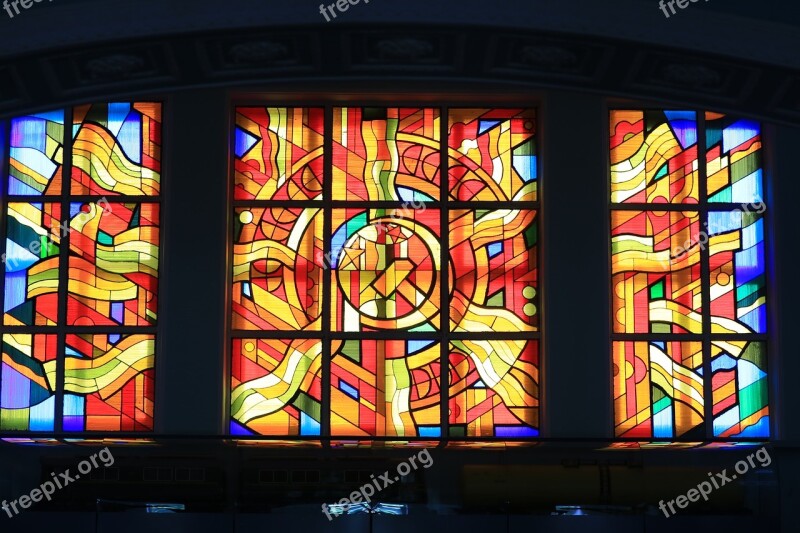 Mosaic Stained-glass Window Soviet Russia The Ussr