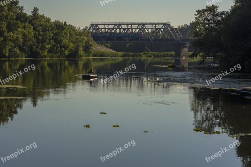 Ukraine River Bridge Railway Train