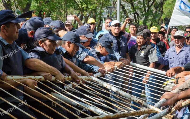 Fences Police Workers Protest Free Photos