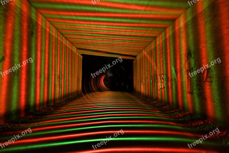 Light Painting Color Colorful Underpass Structure