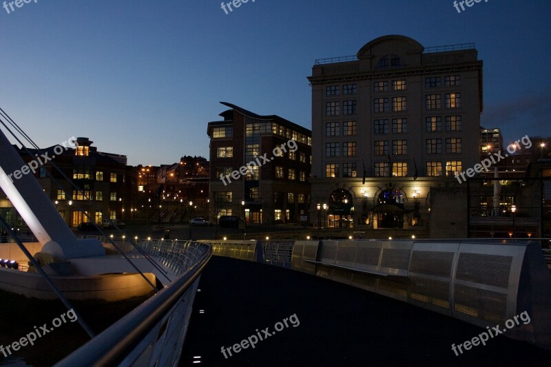 Newcastle Upon Tyne Newcastle Quayside River Tyne Tyne Bridge Evening