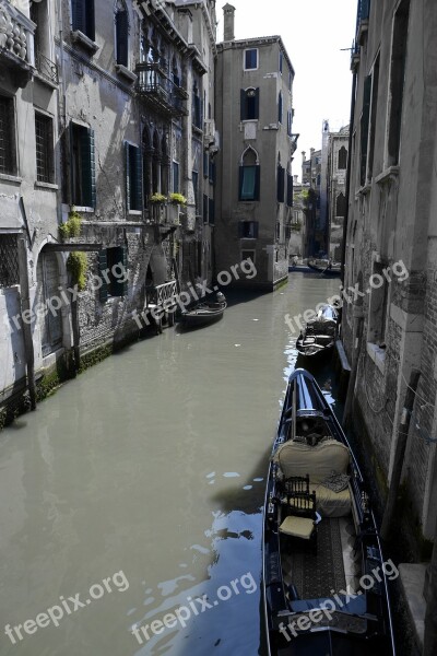 Venice Gondola Water Channel Ship Way Black And White