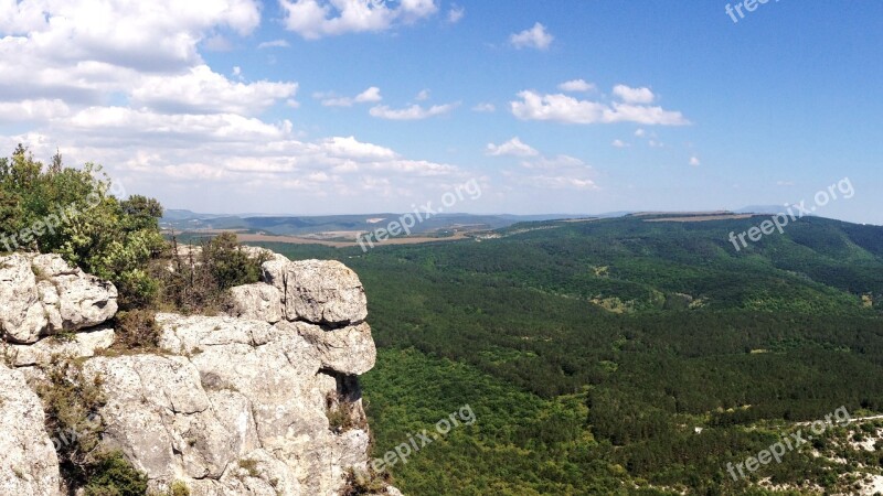 Crimea View From The Hill Mountains Rock Breakage