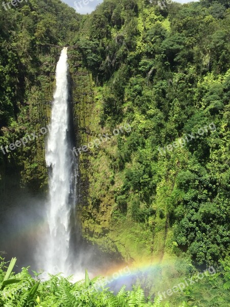 Akaka Falls Hawaii Big Island Rainbow Free Photos