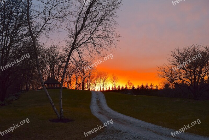 Sunset Park Nature Landscape Sun