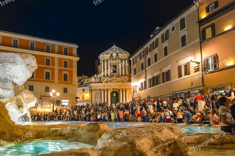 Trevi Fountain Italy Rome Evening