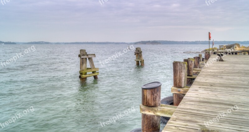 Bridge Sea Water Marina Wood Bridge