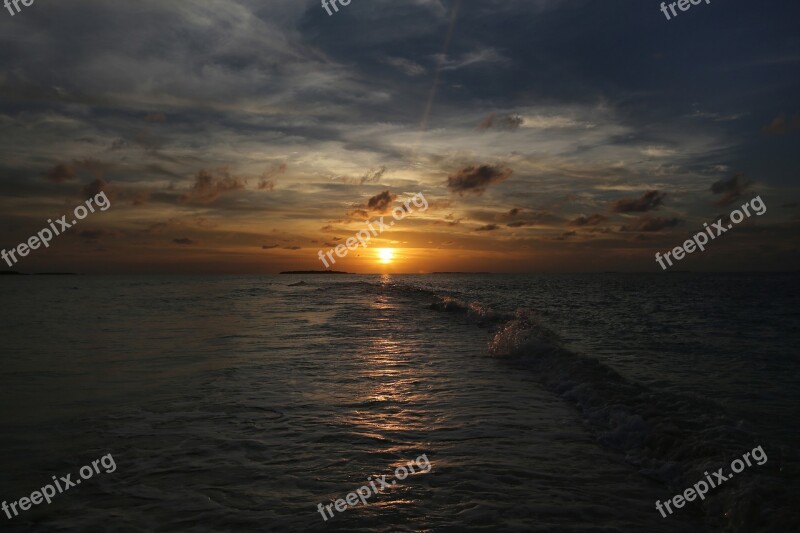 Sunset Sea Sunset Sea Abendstimmung Clouds