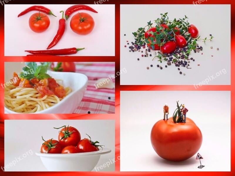 Collage Tomatoes Vegetables Food Fresh