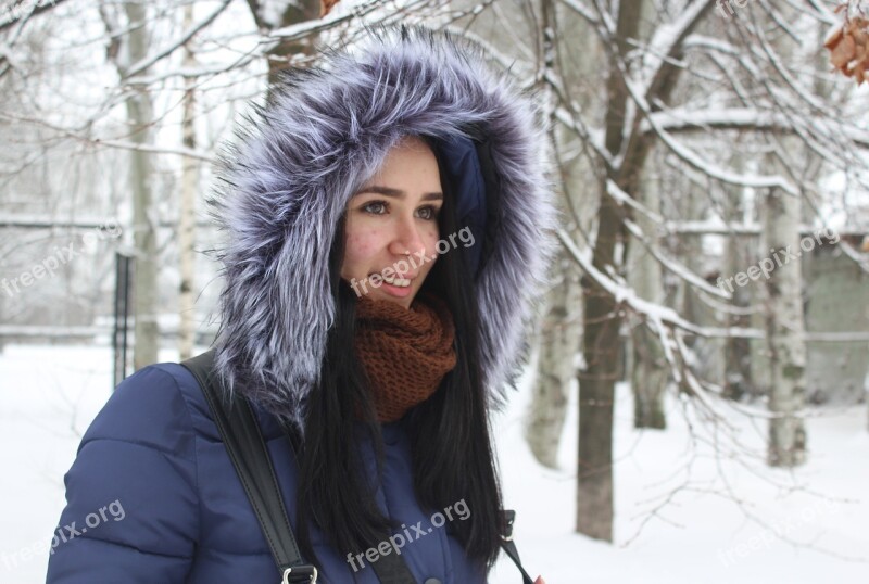 Dnieper Winter Girl Cold Snow