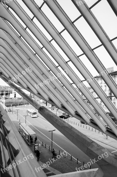 Station Liège Architecture Building Black White