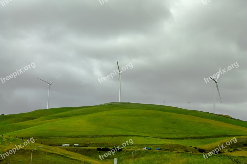 Wind Mills Hills Mill Sky Nature