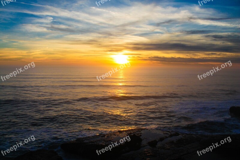 Sunset Pacific Ocean California Usa Ocean