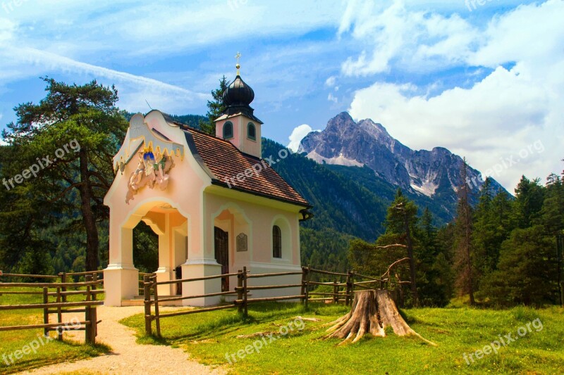 Wreath Mountain Alpine Mittenwald Mountain Panorama Chapel