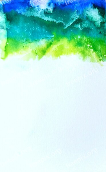 Watercolor Blue Green Indigo Drip