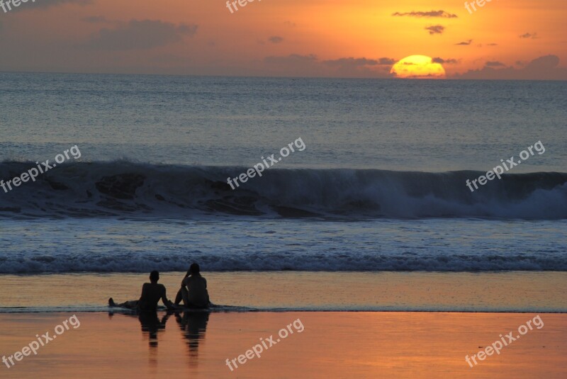 Sunset Relaxing Beach Sea Sitting