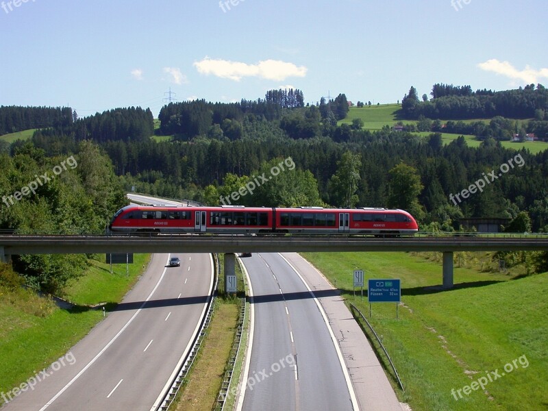 Highway Train Bridge Travel Rails