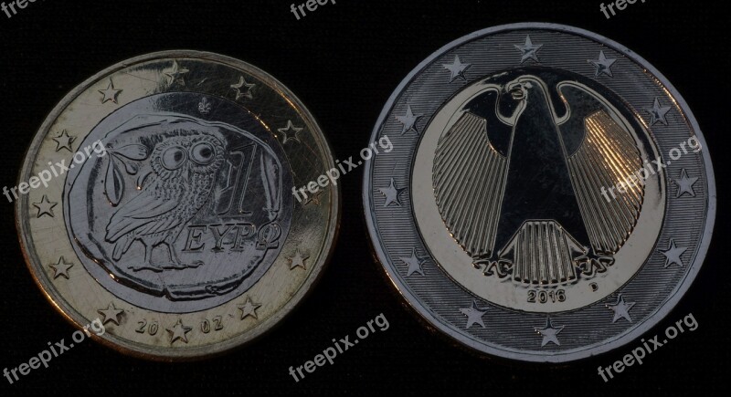 Euro Greece Germany Coins Euro Crisis