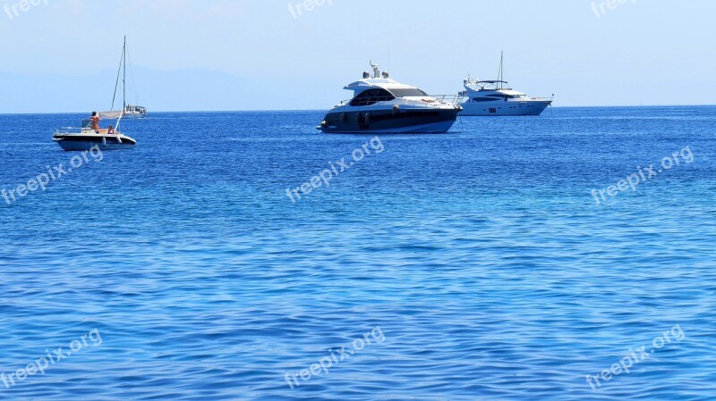 Ionian Sea Color Blue The Mediterranean Sea Ship Boat Motorwa