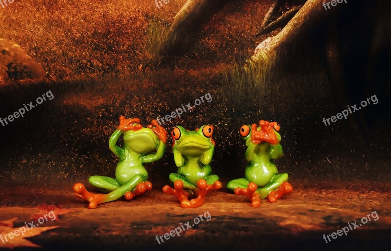 Not See Not Hear Do Not Speak Frogs Figures