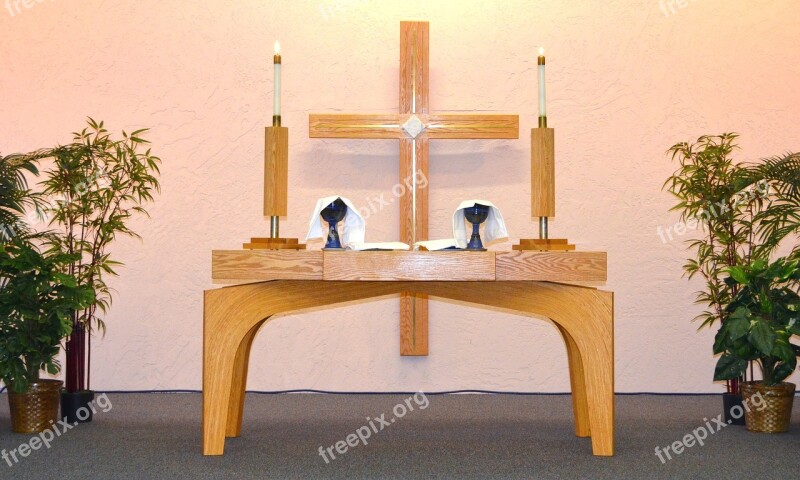 Church Alter Cross Communion Candles