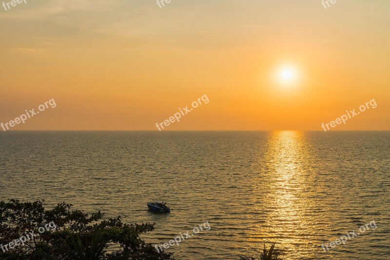 Sunset Tropical Sea Ocean Travel