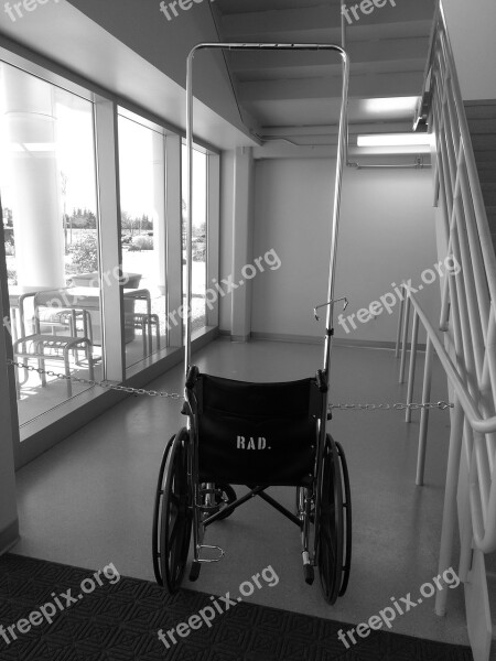 Wheelchair Hospital Black And White Transportation Rad