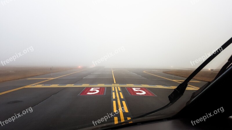 Airport Runway Fog Airplane Aircraft