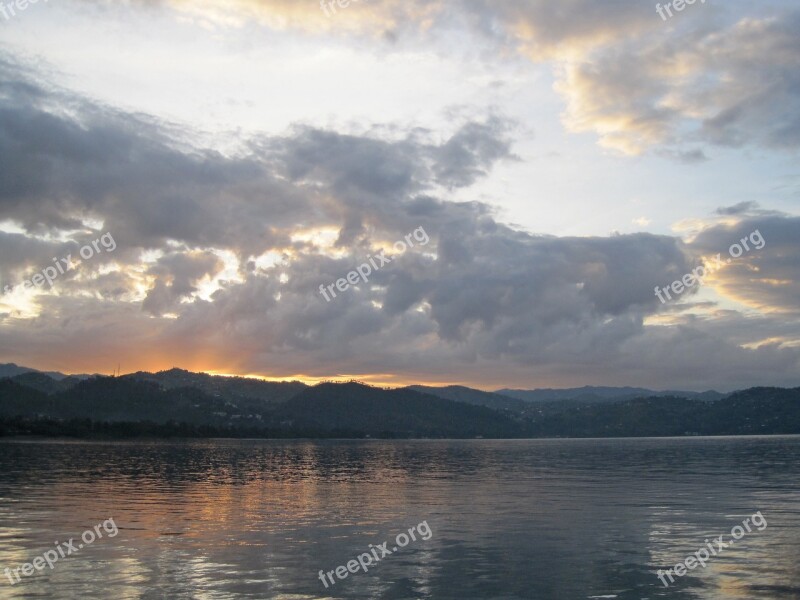 Sunrise Over Lake Lake Water Kivu Africa Dawn