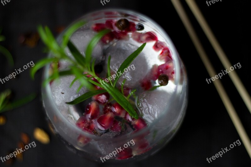 Cocktail Drink Alcohol Ice Cubes Rosemary