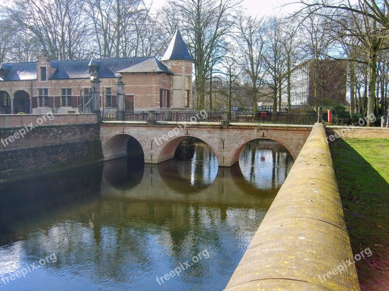 Water Pond Castle Bridge Ekeren