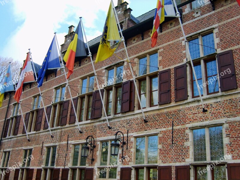 Facade Flags Old Ekeren Castle