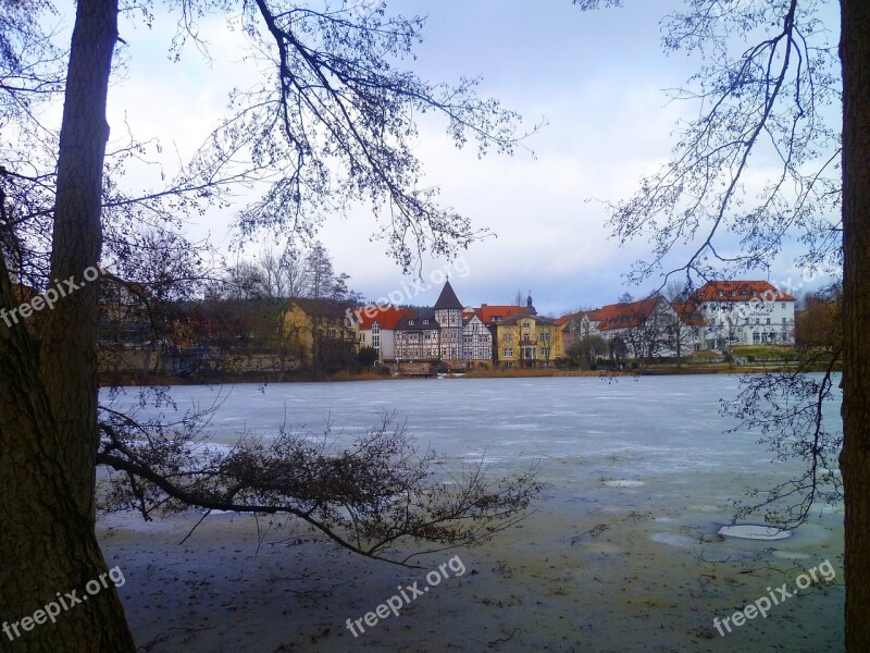 Winter Lake Village Wintry Cold