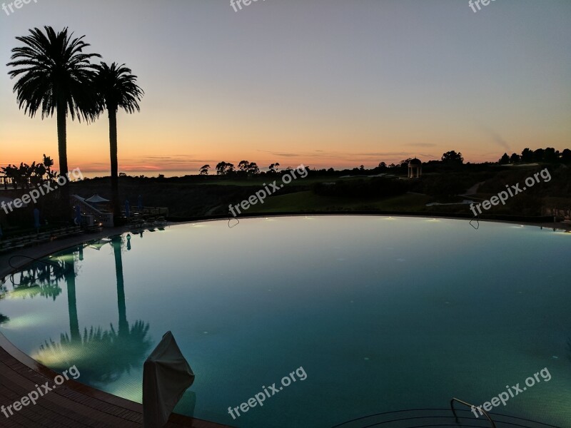 Pool Resort Sunset Swimming Pools Sky