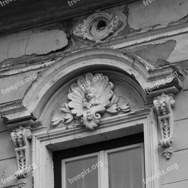 Historic House Above The Window Ledge Decorative Architectural Element Facade Relief