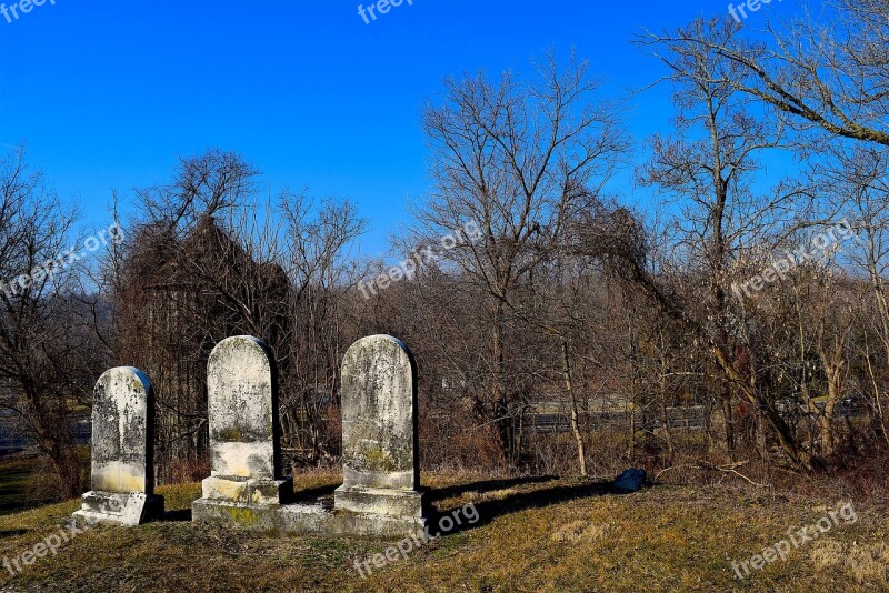 Cemetery Tombstones Daylight Blue Sky Graveyard