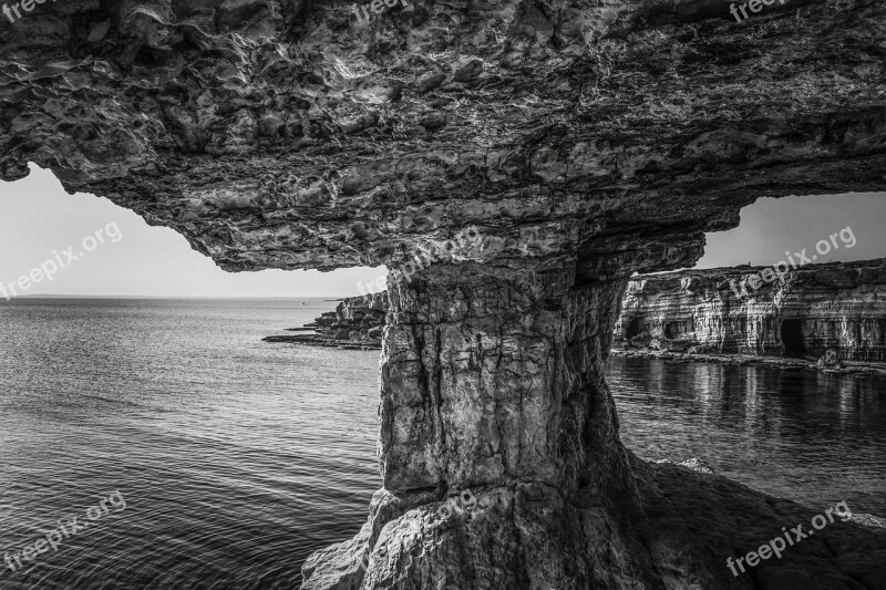 Cyprus Cavo Greko Sea Caves Landscape Sea