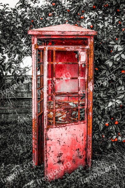 Telephone Box Rusty Aged Antique Retro